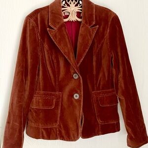 Elegant Velvet Blazer in Rich Brown, I.e relaxed retro jacket size petite large